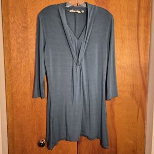 Soft Surroundings Seafoam Blue Gathered Front Tunic Top Size Petite Medium